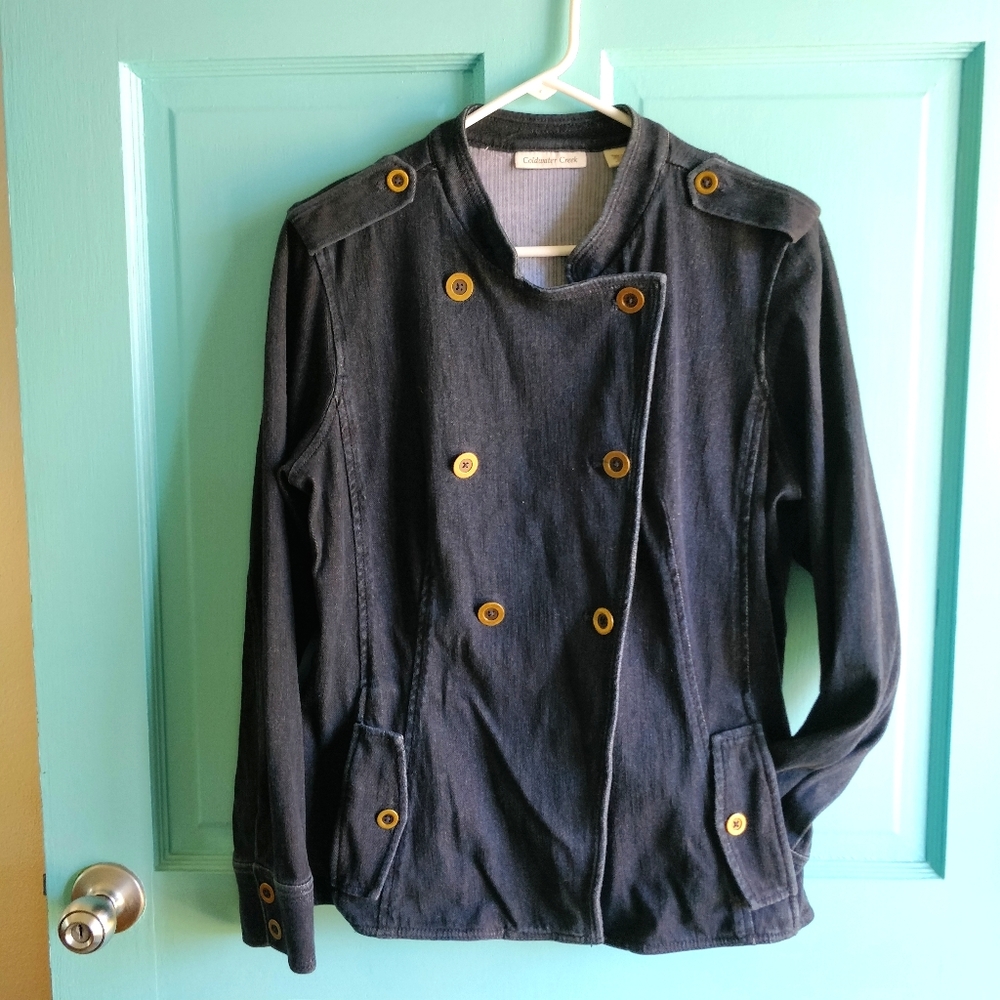 Coldwater Creek Indigo Wash Military Jean Jacket